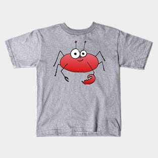 Cute Red Crab Doodle Kids T-Shirt